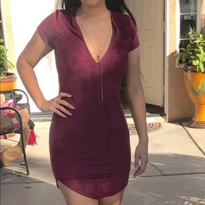 Burgundy suede dress